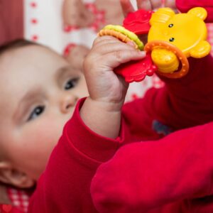 baby with a rattle