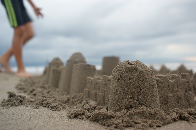 some sand castles on the beach
