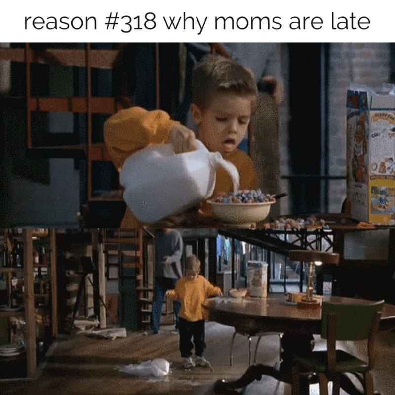 meme about being late after breakfast 