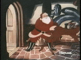 cartoon of santa and his reindeer