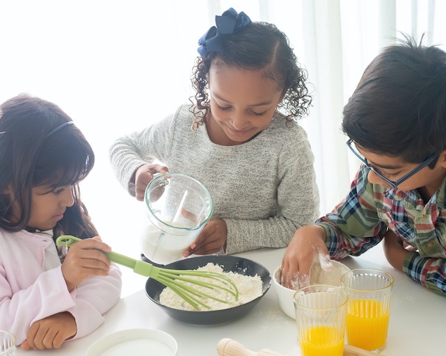 Kids baking together