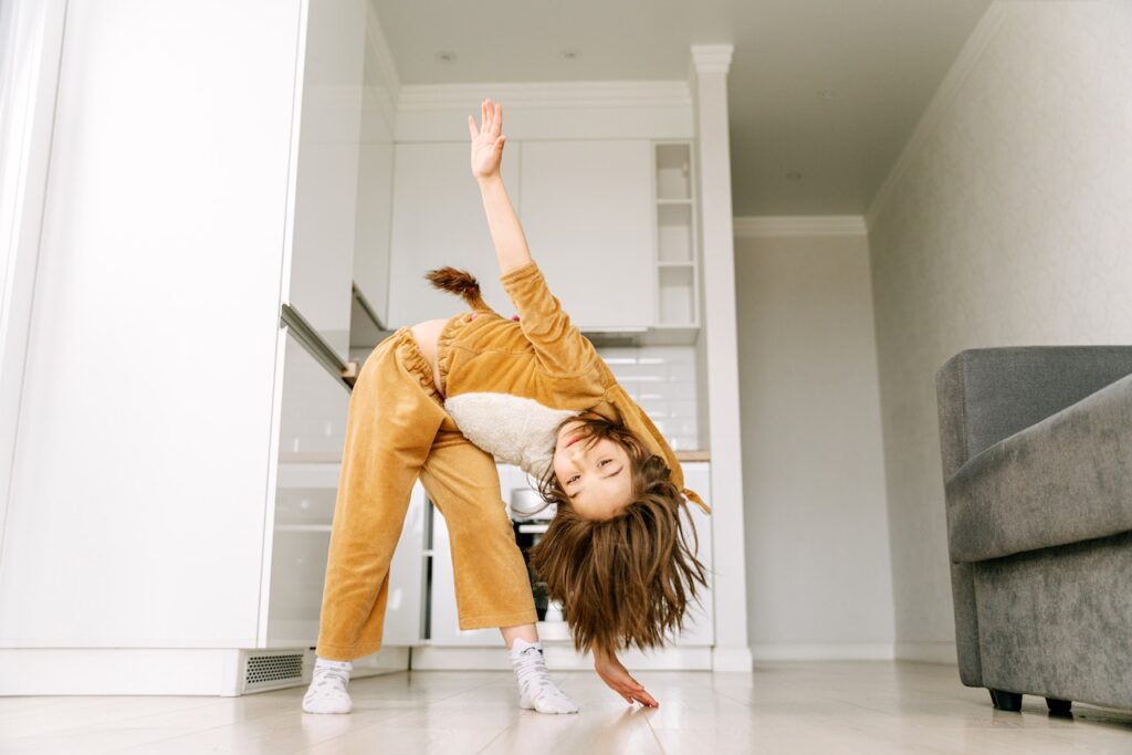 Child exercising at home